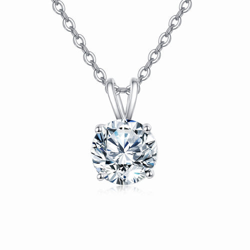 925 Sterling Silver Elegant Solitaire Moissanite Pendant Necklace In P