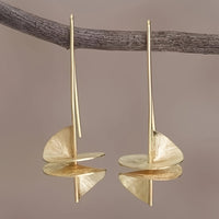 Vintage Gold Plated Leaf Statement Drop Earrings