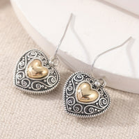 Vintage Heart-Shaped Filigree Drop Earrings