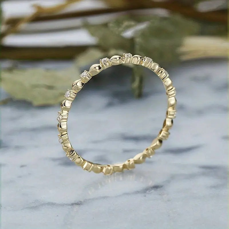 Classic Simple Zirconia Diamond Accent Gold Plated Ring