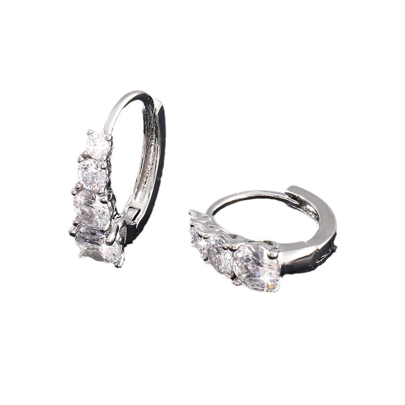 Classic Sparkling Cubic Zirconia Hinged Hoop Earrings
