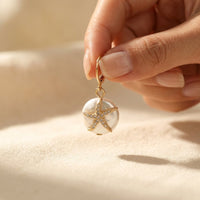 Coastal Gold Starfish Pearl Drop Earrings