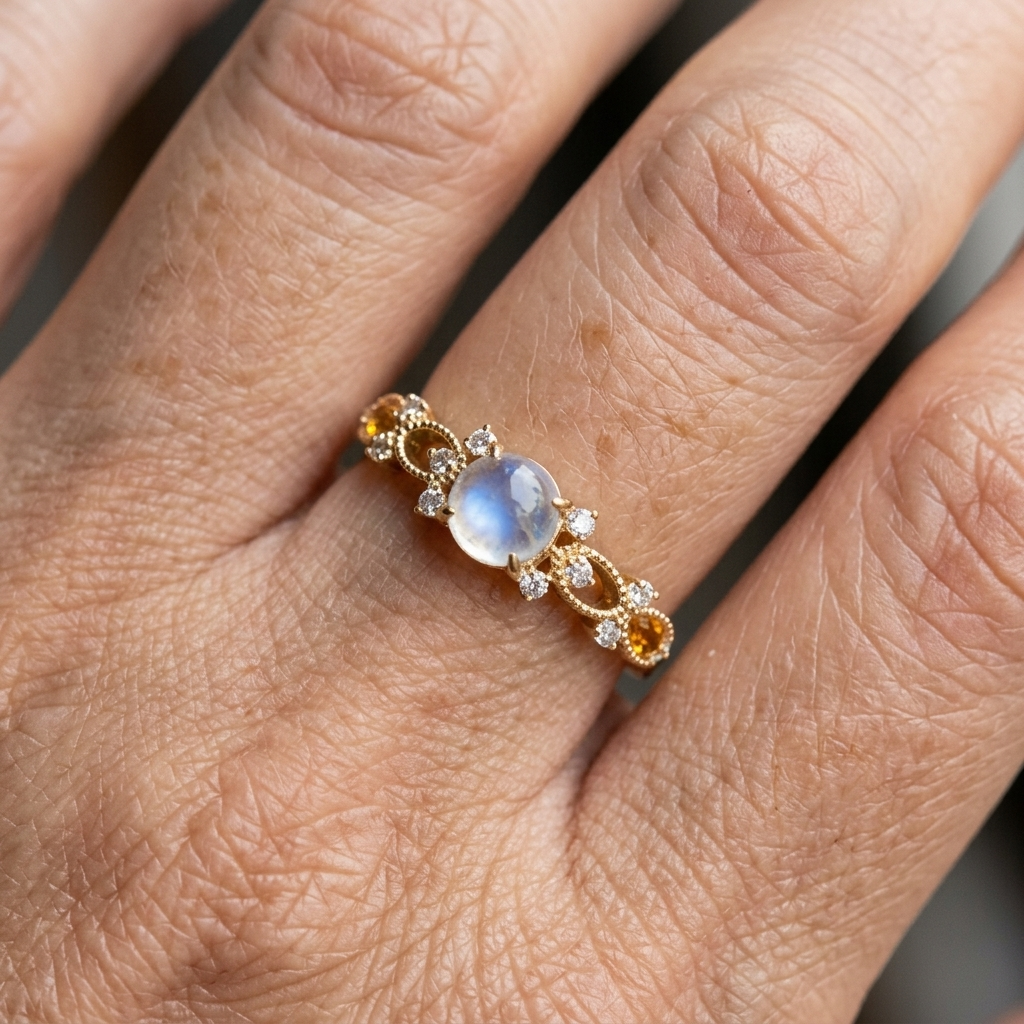 Nl/Modieuze Luxe Synthetische Maansteen Ring Voor Vrouwen Verlovings En Trouwaccessoire Dagelijks Casual Feest Jubileumcadeau