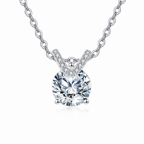 925 Sterling Silver Elegant Solitaire Moissanite Necklace With Silver