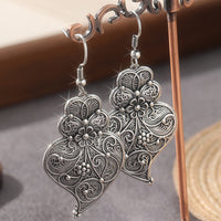 Elegant Filigree Heart Design Charming Maxi Hook Earrings