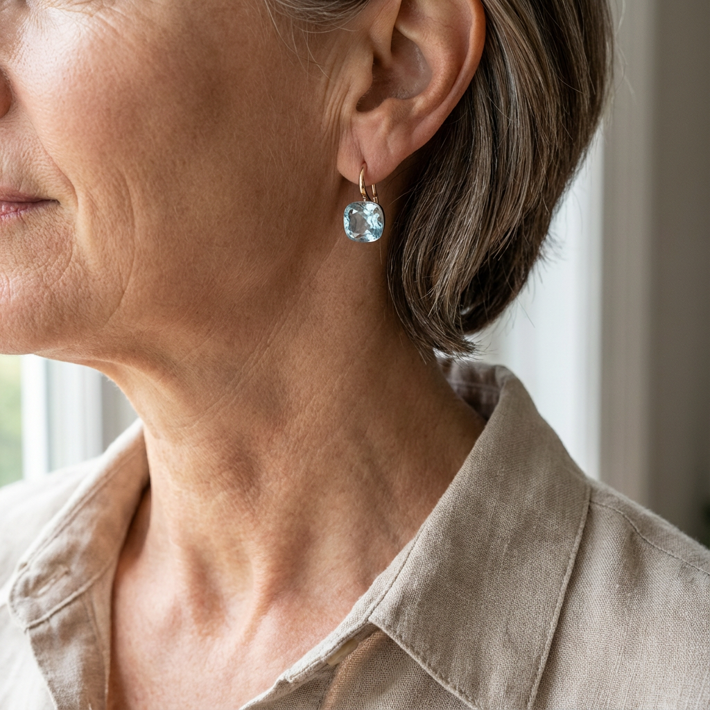 Vintage Elegant Blue Inlaid Zirconia Earrings