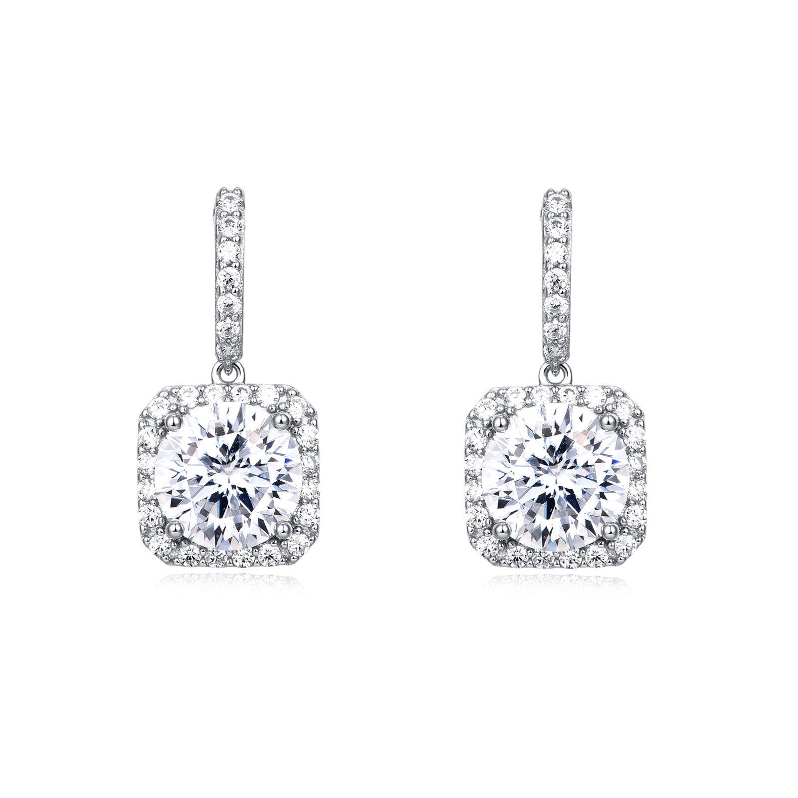 925 Sterling Silver Elegant Moissanite Halo Stud Earrings Wholesale In