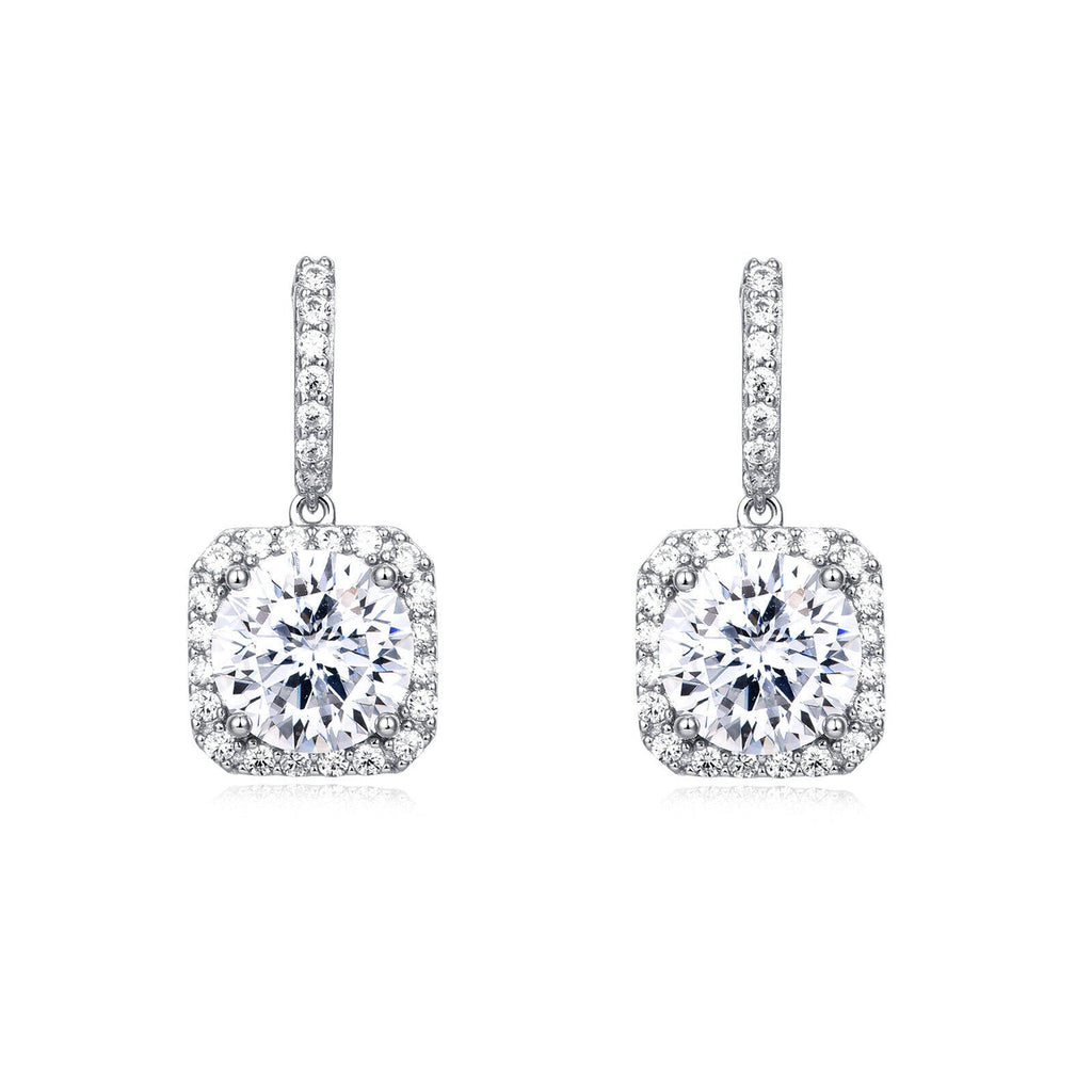 925 Sterling Silver Elegant Moissanite Halo Stud Earrings Wholesale In