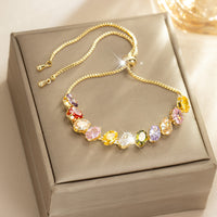 Minimalist Colorful Zirconia Gemstone Adjustable Tennis Bracelet