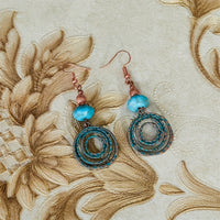Bohemian Red Copper Colored Hoop Pendant Earrings