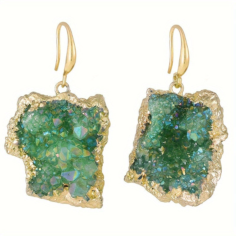 Jewelry - Nl/2 Stuks Klassieke Elegante Natuurlijke Cluster Koperen Oorbellen Irregulaire Vorm En Grootte Geschikt Voor Dagelijks Gebruik Cadeaus En Gelegenheden Een Tijdloze Bijdrage Aan Sieradenverzameling