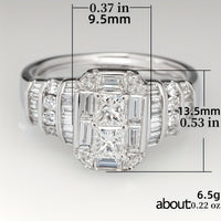 Elegant Silver Plated Bridal Style Square Zirconia Ring