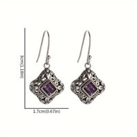 Vintage Purple Zirconia Floral Filigree Drop Earrings