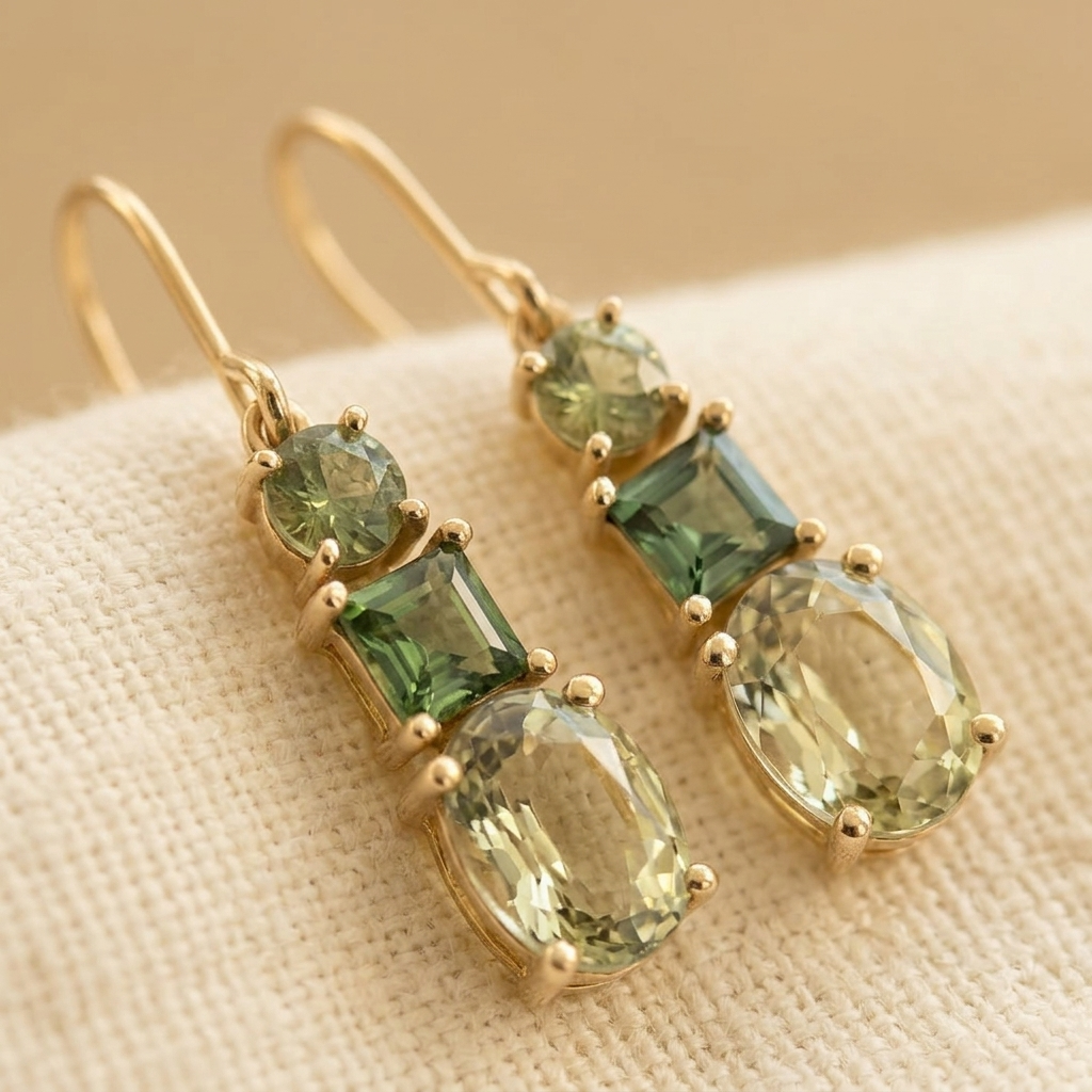 Jewelry - Nl/Een Paar High End Olijfgroene Onregelmatige Geometrische Oorsieraden Elegant En Geschikt Voor Damesfeestjes Vakanties Of Dagelijkse Cadeaus