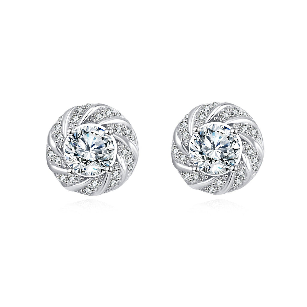 925 Sterling Silver Elegant Floral Moissanite Stud Earrings: Luxury Je