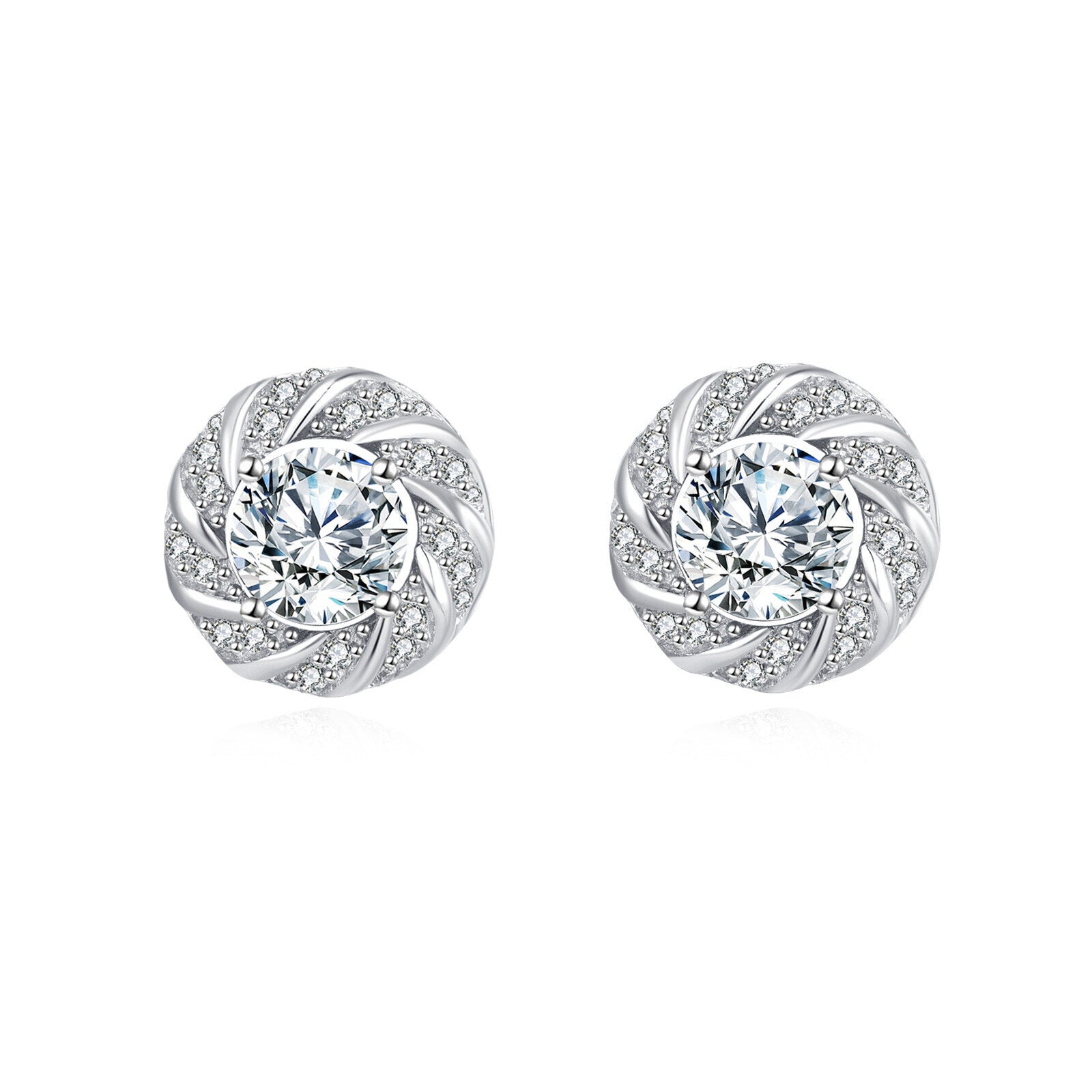 925 Sterling Silver Elegant Floral Moissanite Stud Earrings: Luxury Je