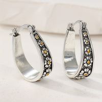 Vintage Hand-Cut Daisy Hoop Earrings