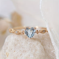 Vintage Minimalist Heart Shaped Zirconia Gold Plated Ring