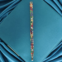 Bohemian Multi Color Zirconia Gold Plated Tennis Bracelet