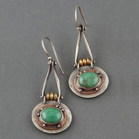 Turquoise Mixed Metal Artisan Drop Earrings