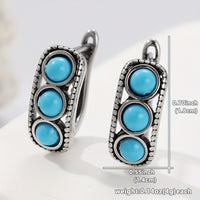 Vintage Chunky Turquoise Bead Hoop Earrings