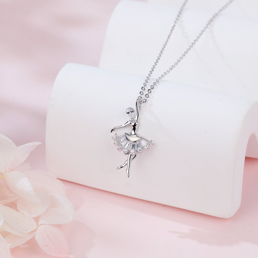 925 Sterling Silver Elegant Ballerina Moissanite Pendant Necklace – Gr
