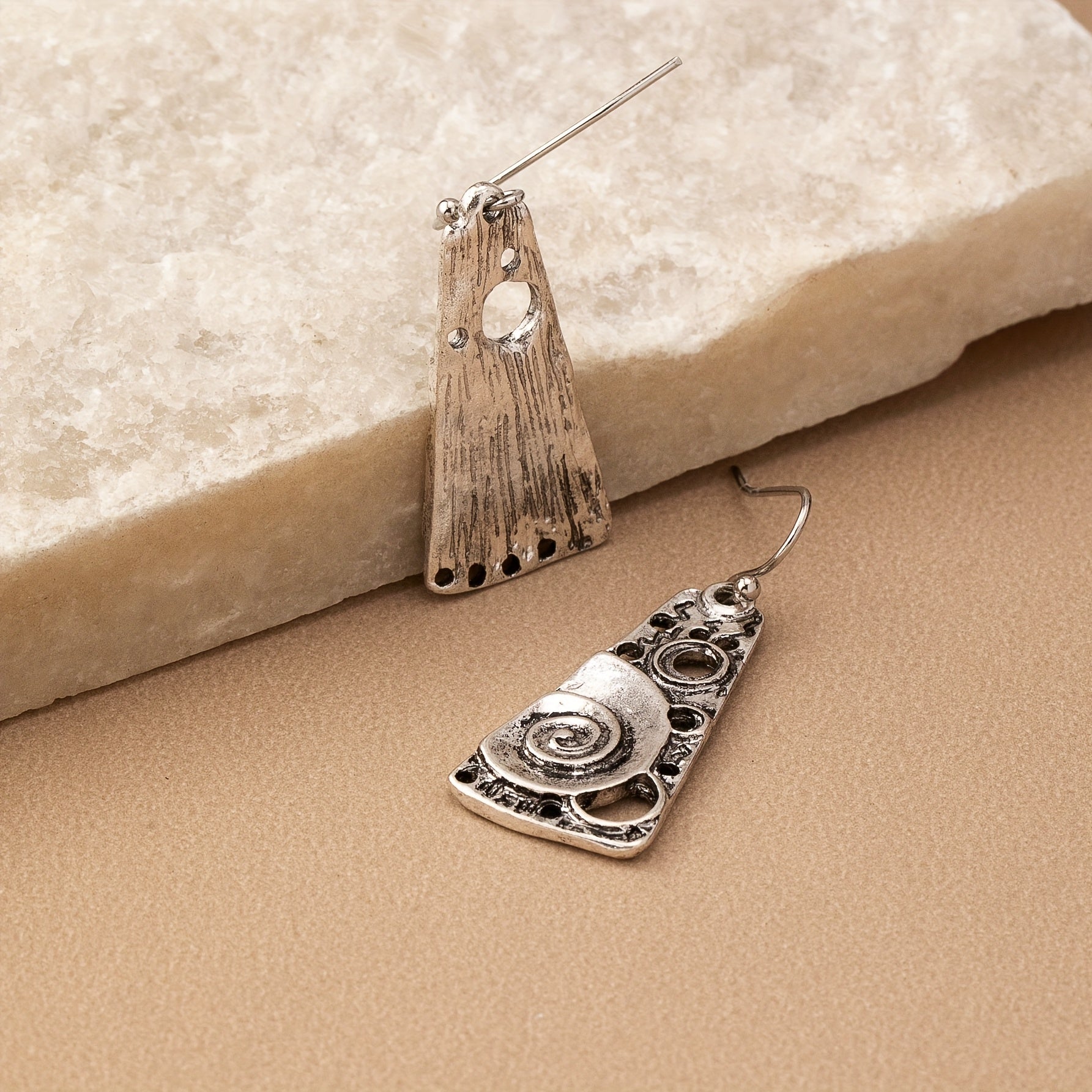 Bohemian Geometric Spiral Engraved Ethnic Drop Earrings