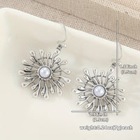 Elegant Bohemian Sunburst Pearl Drop Earrings