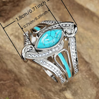Elegant Bohemian White Gold Plated Turquoise Ring