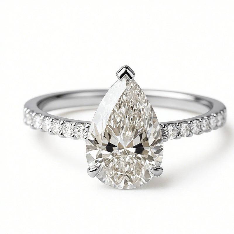 Elegant Gold Plated Water Drop Style Zirconia Inlaid Ring