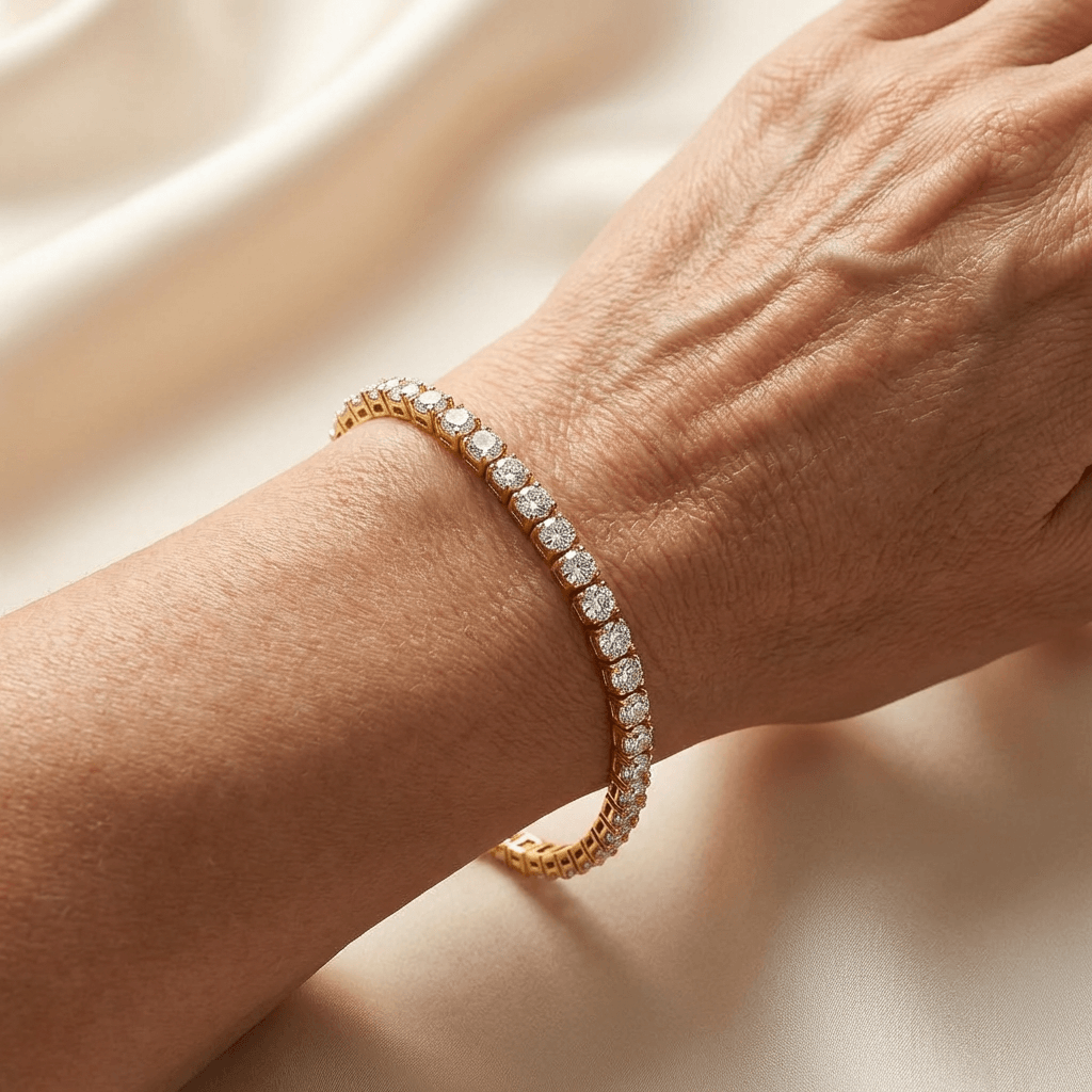 Elegant Gold Plated Zirconia Diamond Adjustable Tennis Bracelet