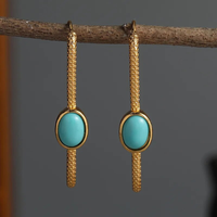 Elegant Golden Turquoise Stone Earrings