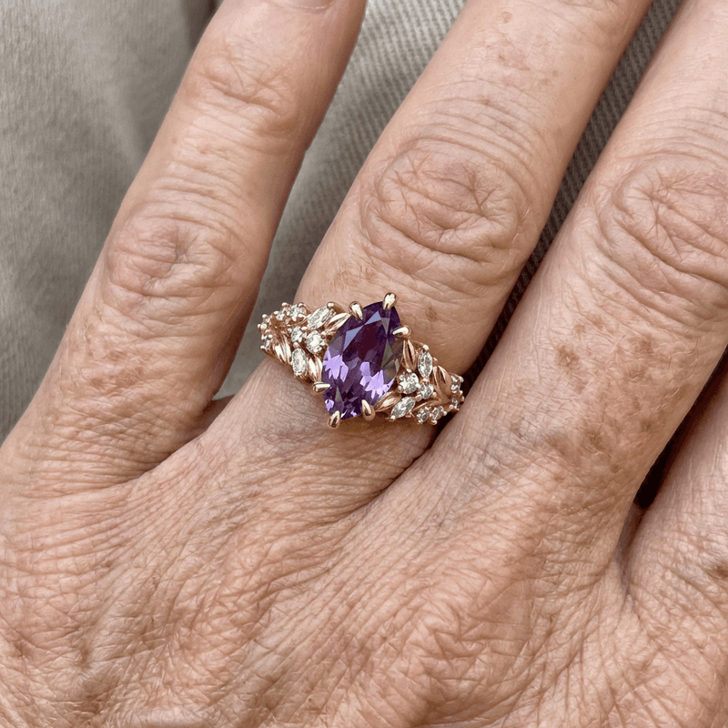 Elegant Handmade Violet Garden Oval Ring