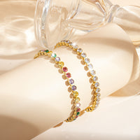 Elegant Multicolor Gemstone Gold Plated Tennis Bracelet