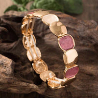 Elegant Oval Glossy & Matte Design Elastic Zinc Alloy Bracelet