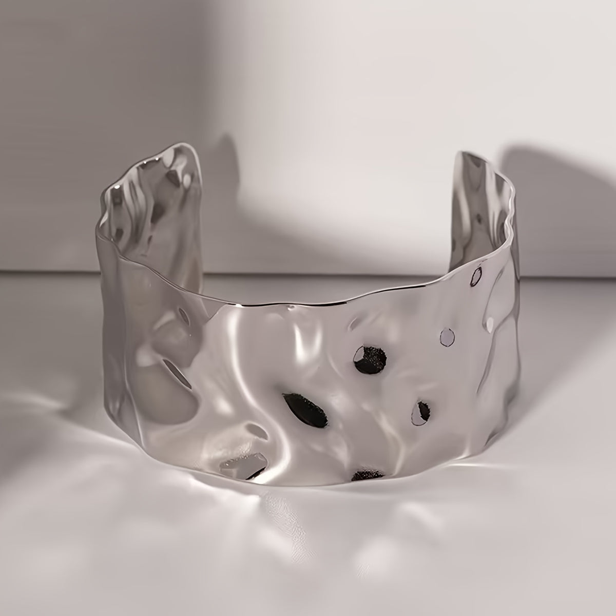 Elegant Polished Sculptural Wide Cuff Bracelet