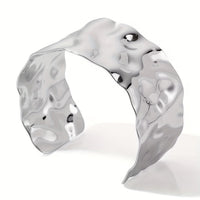 Elegant Polished Sculptural Wide Cuff Bracelet