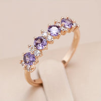 Elegant Purple Zirconia Diamond Accent Band Ring