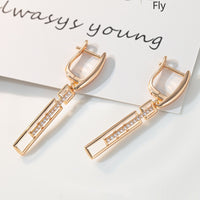 Elegant Rectangular Earrings with Crystals in Gold