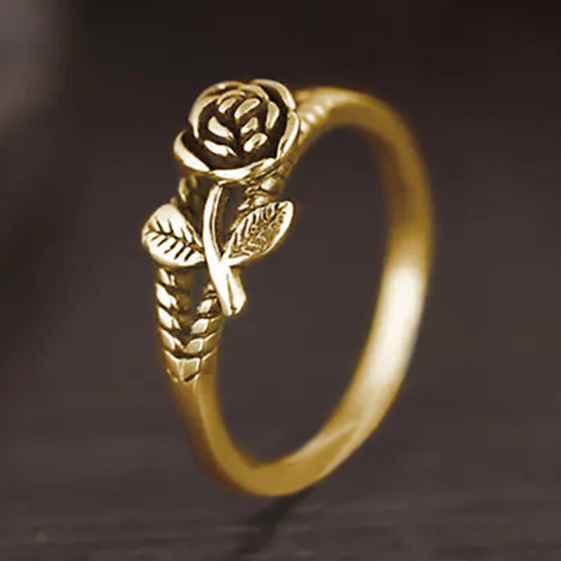 Elegant Retro Style Rose Flower Ring