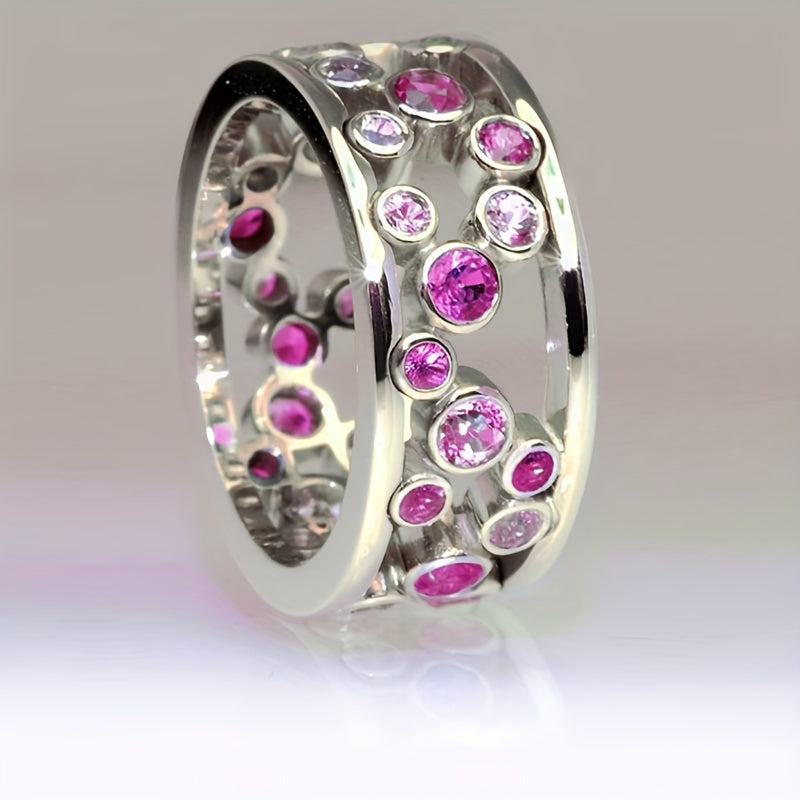 Elegant Sparkling Cubic Zirconia Silver Plating Band Ring