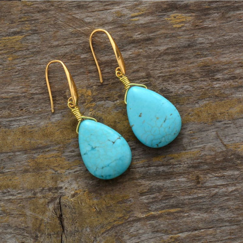 Elegant Vintage Turquoise Teardrop Earrings