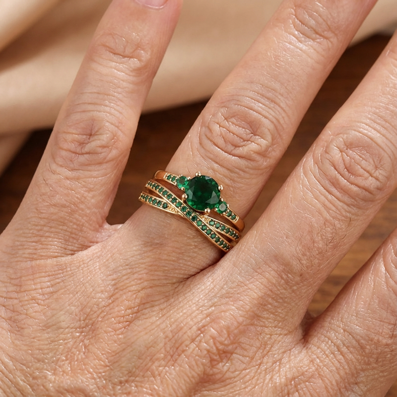 Emerald Duo Ring Set