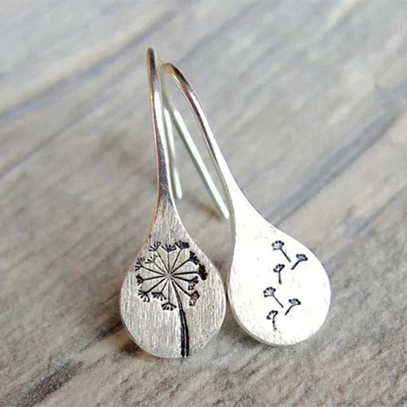 Exclusive Silver Dandelion Leaf Earrings