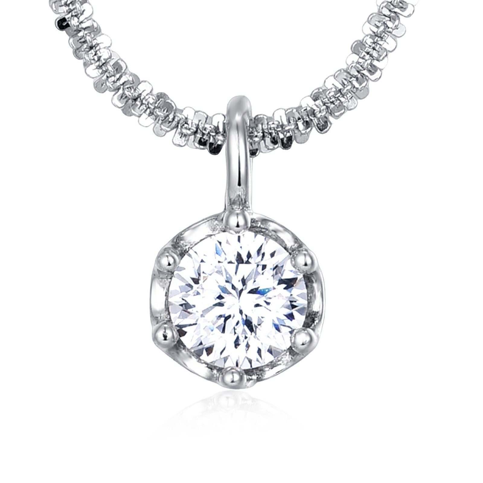 925 Sterling Silver Elegant Moissanite Solitaire Pendant Necklace: Tim