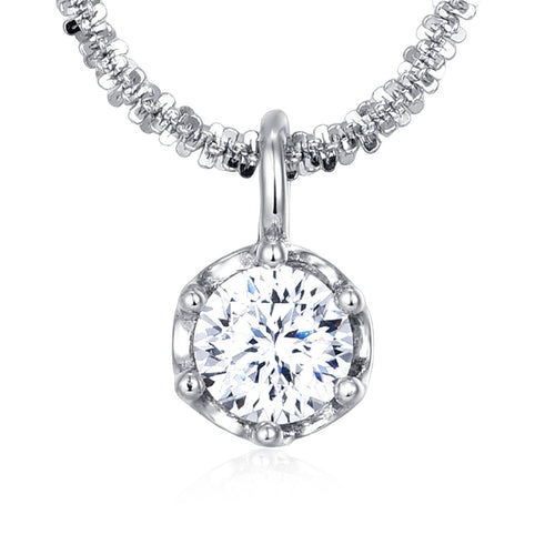 925 Sterling Silver Elegant Moissanite Solitaire Pendant Necklace: Tim