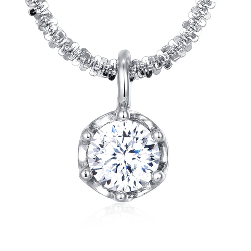 925 Sterling Silver Elegant Moissanite Solitaire Pendant Necklace: Tim