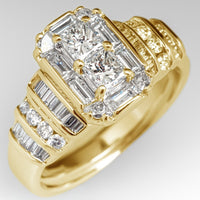 Elegant Silver Plated Bridal Style Square Zirconia Ring