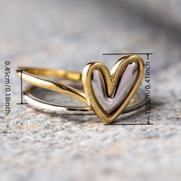 Vintage Metallic Style Two Tone Heart Rings