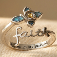 Ring - Wholesale 925 Sterling Silver Faith Cross Mustard Seed Abalone Shell A